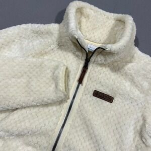 Columbia Fire Side II Sherpa Fleece Jacket Full Zip Ivory Cream Women XS